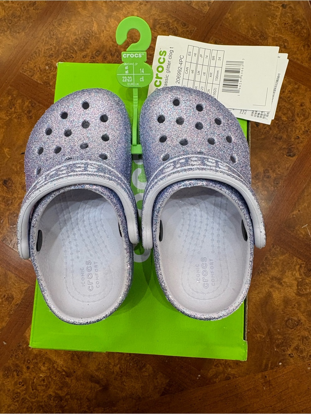 CROCS Kids' Glitter Clogs in Sparkle Lavender